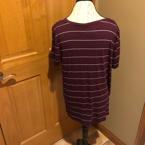 Juniors burgundy and white striped top - Picture 2 of 3